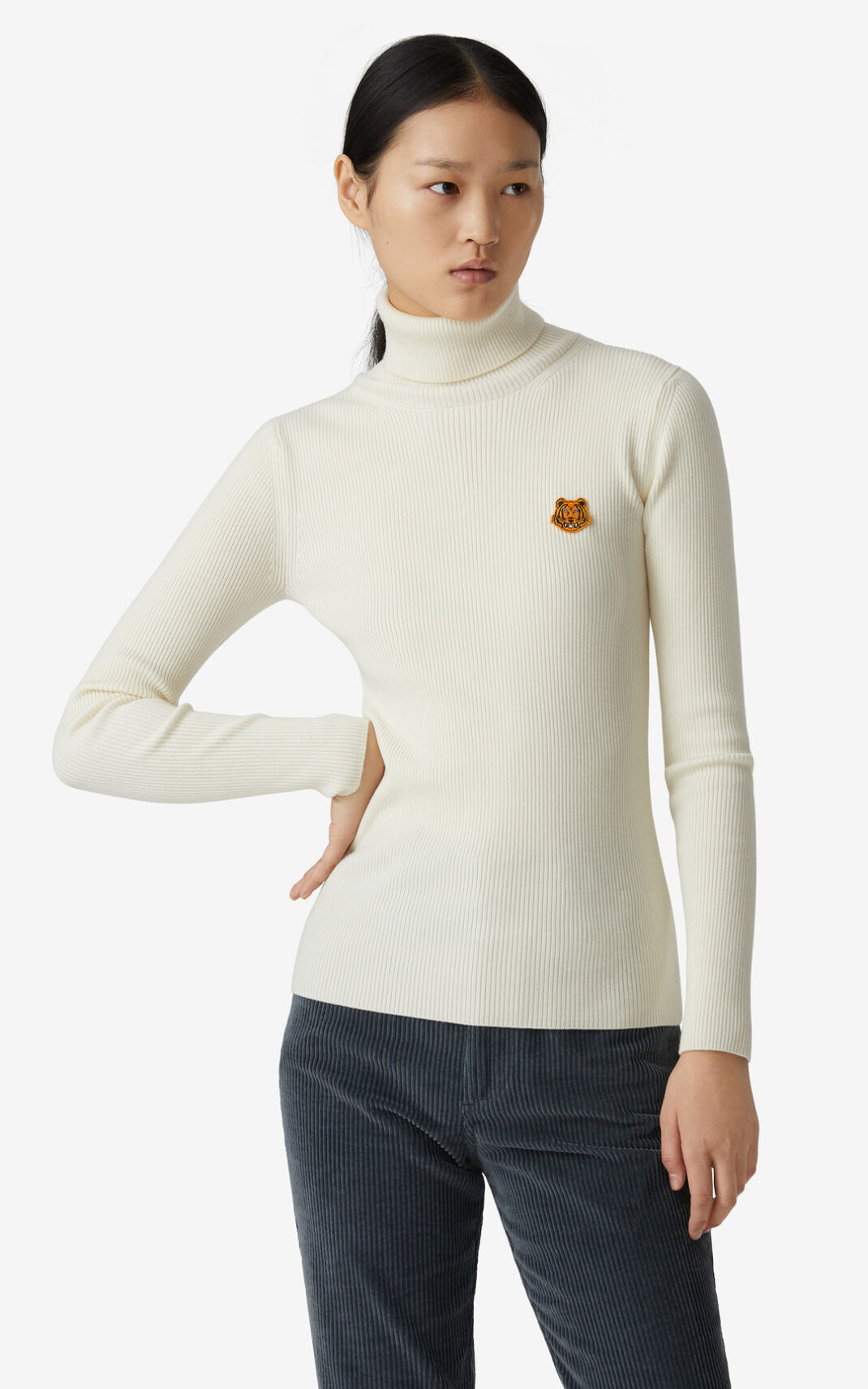 Kenzo Tiger Crest roll neck Jerseys Mujer Blancas | 7439256-AR